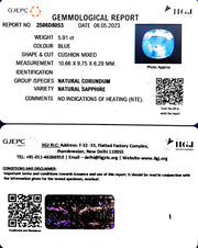 5.91/CT Natural Blue Sapphire with Govt Lab Certificate-BLUSA9S